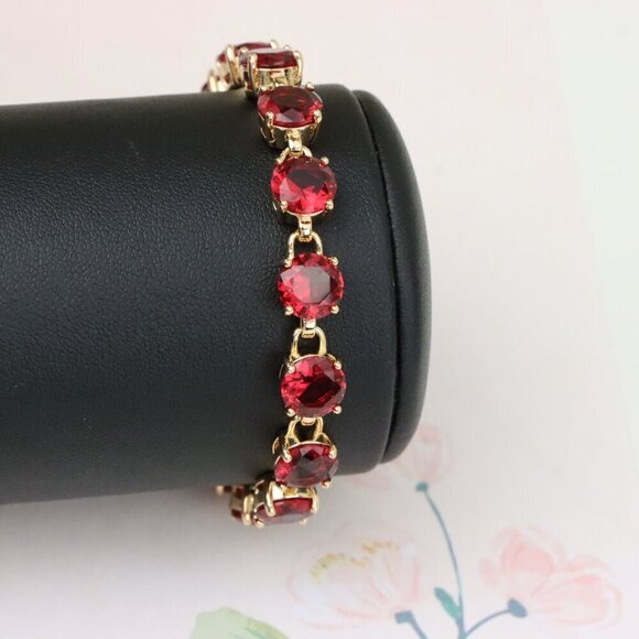 "Elegant Rose Gold Bracelet with Bold Red Stones, XPBL1023 - Picture 9 of 11